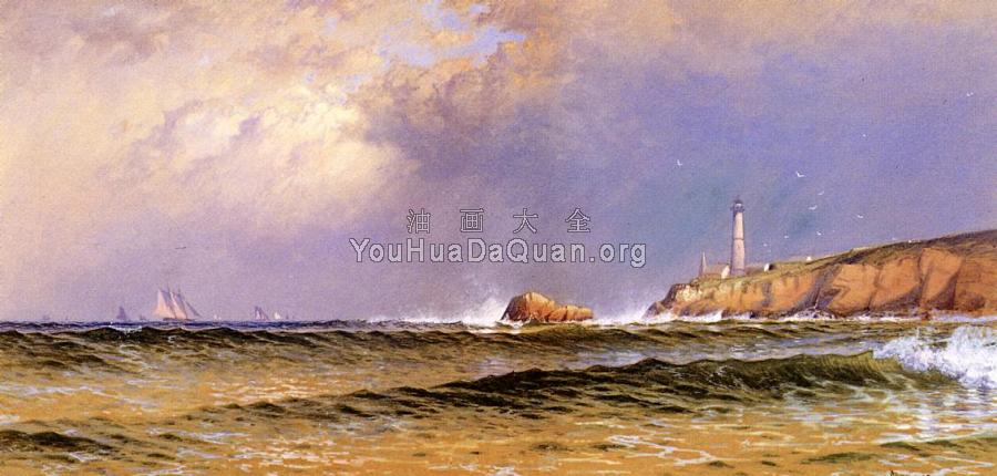 Coastal Scene with Lighthouse - 阿尔弗雷德·汤普森·布雷奇
